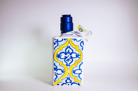 Bottiglia malasca con ceramica vietrese